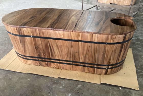 Bathtub by acacia wood